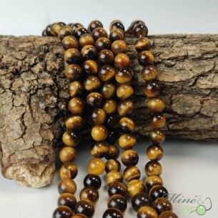Oeil de tigre A+ en perles rondes 8mm - fil complet
