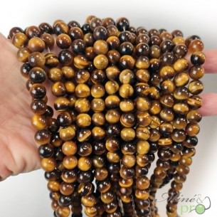 Oeil de tigre A+ en perles rondes 8mm - fil complet