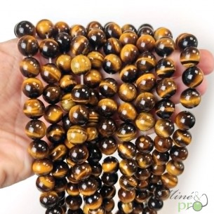 Oeil de tigre A+ en perles rondes 10mm - fil complet