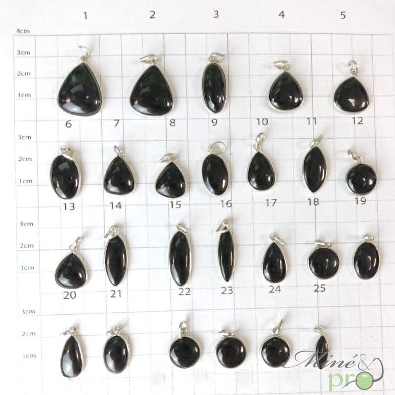 Spinelle noir - pendentifs cerclés