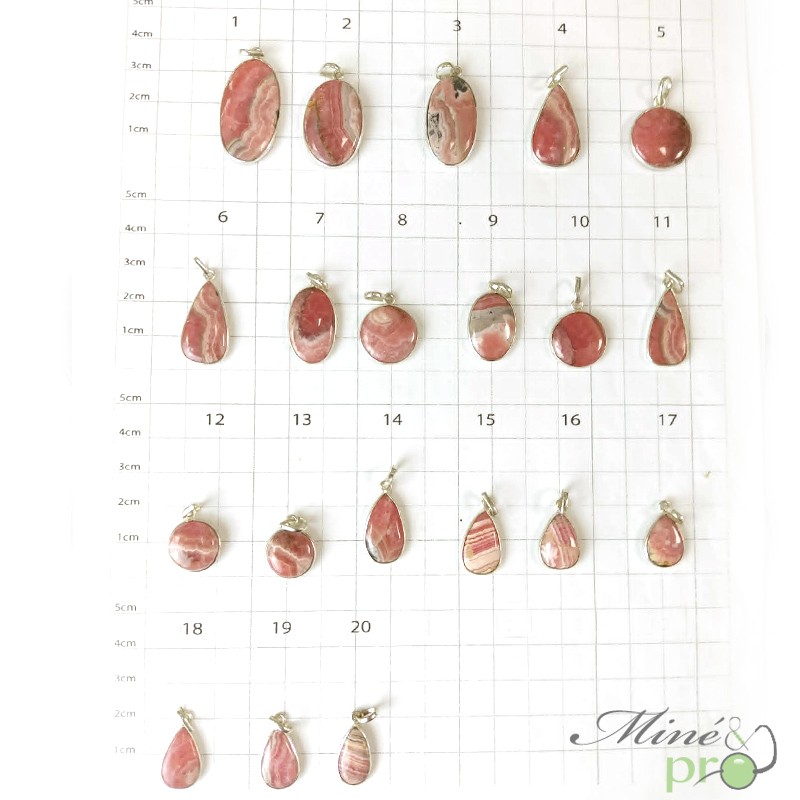Rhodochrosite - pendentifs cerclés