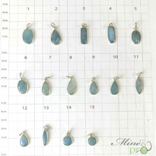 Aigue marine - pendentifs cerclés