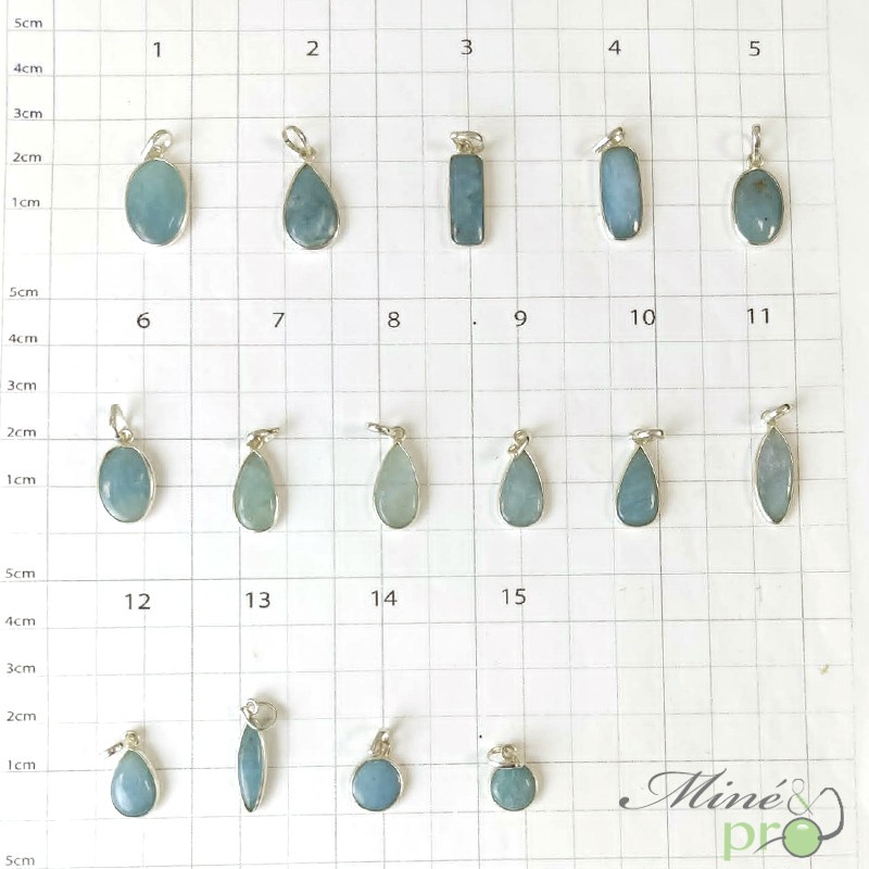Aigue marine - pendentifs cerclés