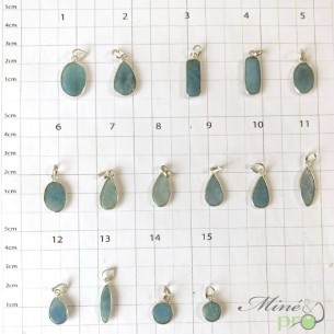 Aigue marine - pendentifs cerclés