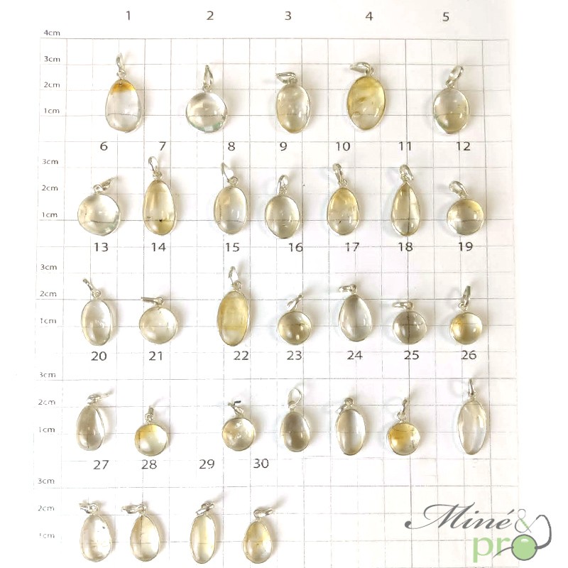 Citrine naturelle - pendentifs cerclés