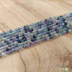 Fluorite AAA en perles facettées 4mm - fil complet