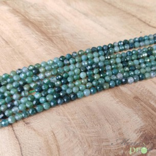 Agate mousse A+ en perles facettées 4mm - fil complet