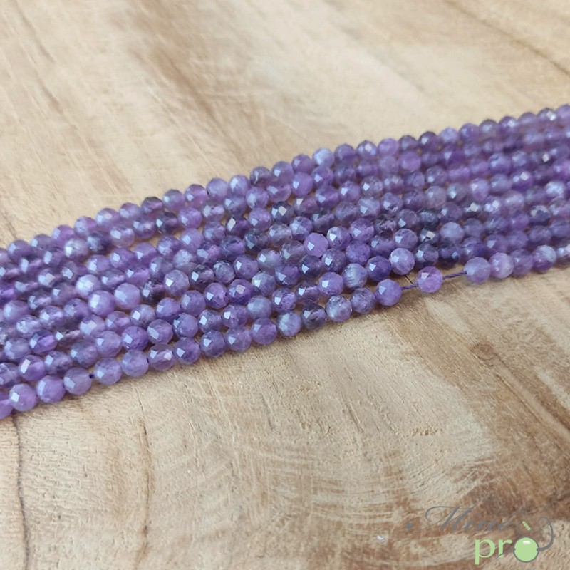 Améthyste en perles facettées 4mm - fil complet