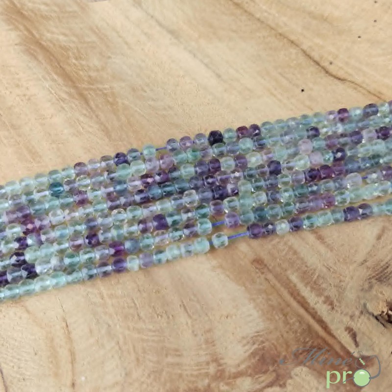Fluorite AA en perles facettées 4mm - fil complet