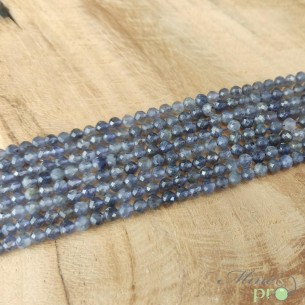 Iolite A+ en perles facettées 4mm - fil complet