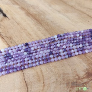 Lepidolite A+ en perles facettées 4mm - fil complet