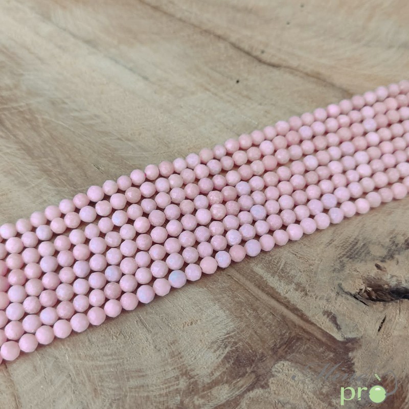 Opale rose A+ en perles facettées 4mm - fil complet
