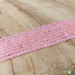 Quartz rose A+ en perles facettées 4mm - fil complet
