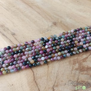 Tourmaline mixte A+ en perles facettées 4mm - fil complet