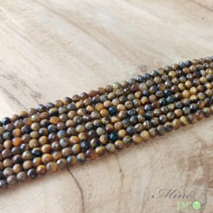 Oeil de tigre A en perles facettées 4mm - fil complet