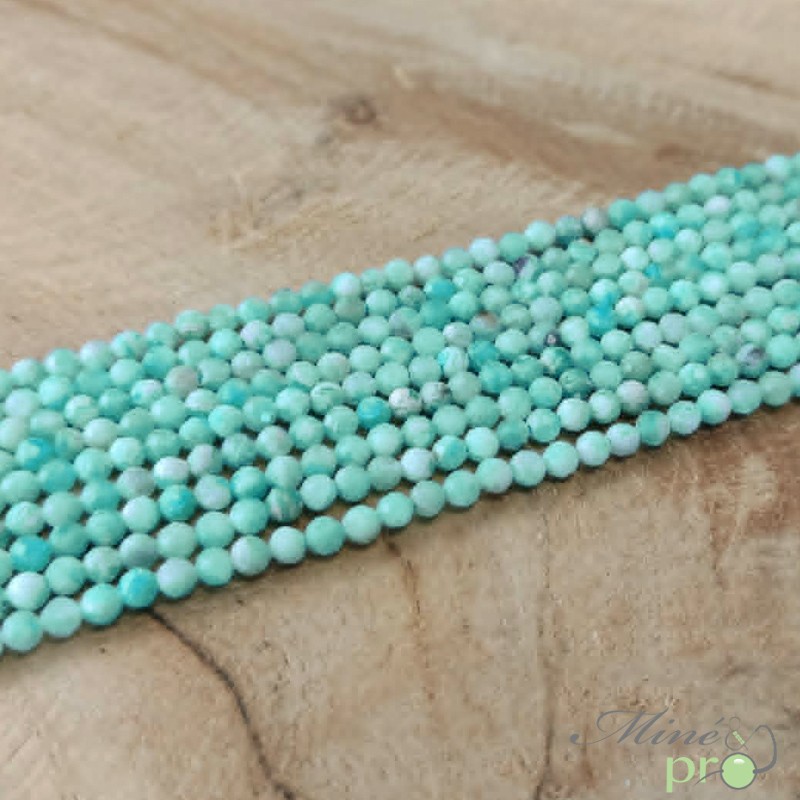 Amazonite A en perles facettées 3mm - fil complet