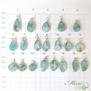 Larimar - pendentifs cerclés