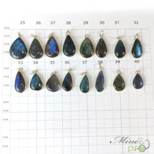 Labradorite bleue - pendentifs cerclés