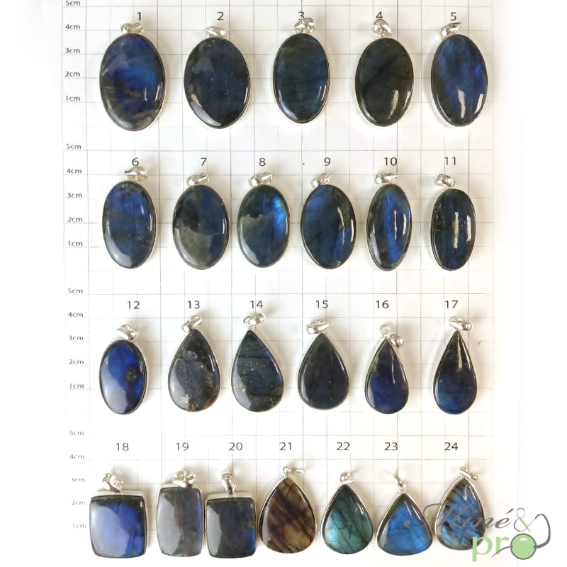 Labradorite bleue - pendentifs cerclés