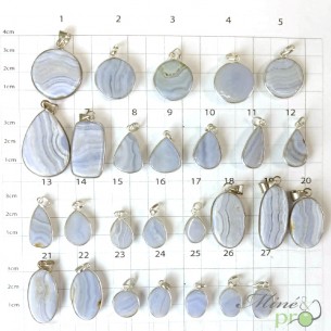 Calcédoine bleue - pendentifs cerclés