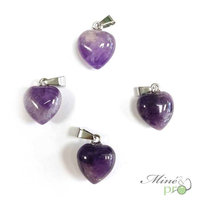 Améthyste - pendentif en forme de coeur 1,5cm