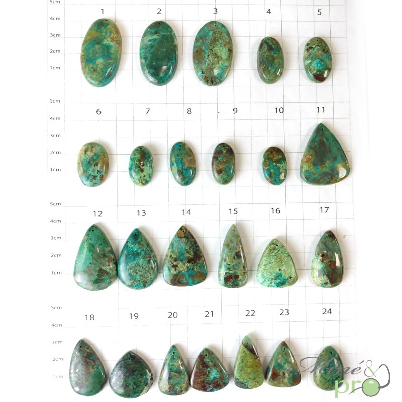 Chrysocolle A - cabochons percés