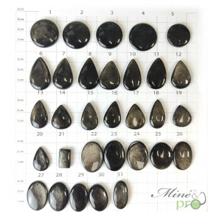Obsidienne argentée - cabochons percés
