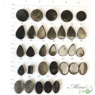 Obsidienne argentée - cabochons percés