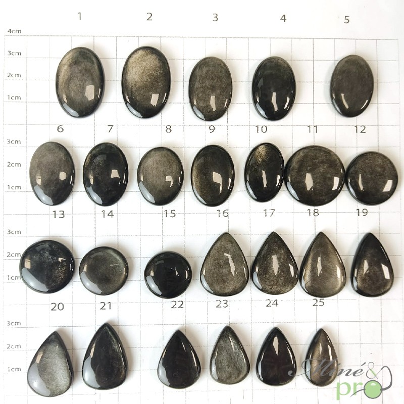 Obsidienne argentée - cabochons