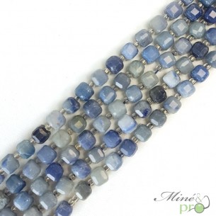 Aventurine bleue en perles "carré" 7mm - fil complet