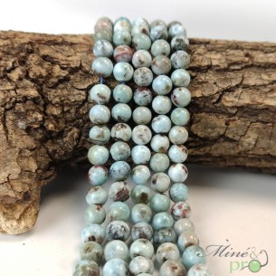 Larimar AB+ en perles rondes 8mm - fil complet