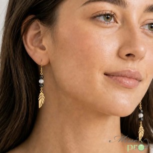 Boucles d'oreilles facettées en Labradorite et Spinelle