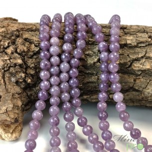 Lépidolite AA en perles rondes 6mm - fil complet