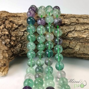 Fluorite mixte A+ en perles rondes 10mm - fil complet