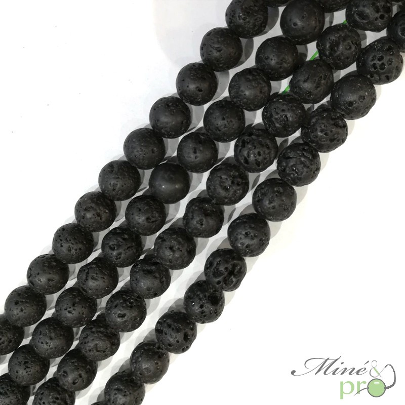 Lot De 90 Perles En Pierre De Lave 8mm - Pour Bracelet, Création Bijoux, Neuf, Livraison Offerte