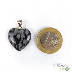 Obsidienne neige - pendentif en forme de coeur