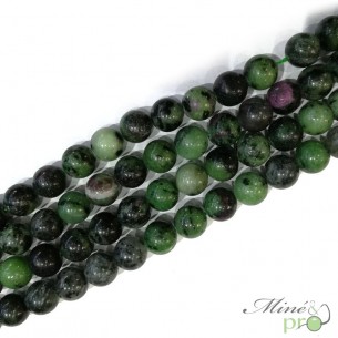 Rubis zoïsite naturel en perles rondes 8mm - fil complet