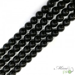 Spinelle noire naturelle en perles rondes 8mm - fil complet