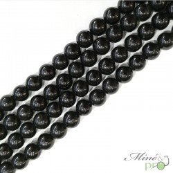 Tourmaline noire naturelle en perles rondes 8mm - fil complet