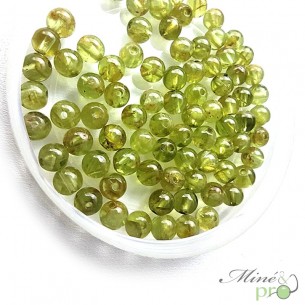 Péridot en perles rondes 5mm - lot de 10
