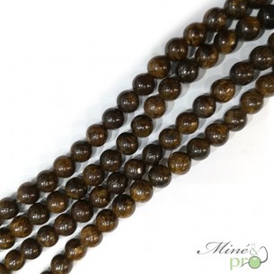 Bronzite naturelle en perles rondes 6mm - fil complet