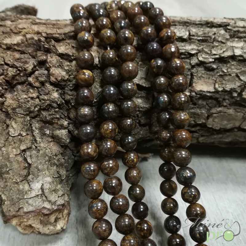 Bronzite naturelle en perles rondes 6mm - fil complet Bronzite naturelle en perles rondes 6mm - fil complet