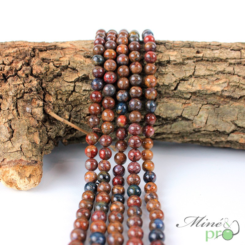 Pietersite en perles rondes 6mm - fil complet