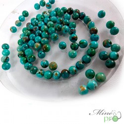 Turquoise véritable d'Hubei en perles rondes 4mm - lot de 10