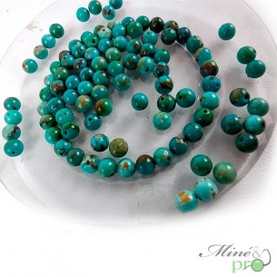Turquoise véritable d'Hubei en perles rondes 4mm - lot de 10