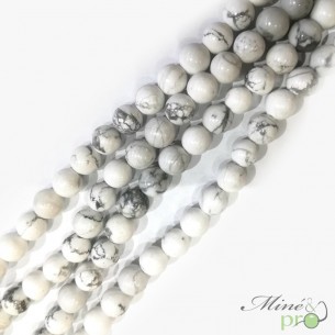 Howlite naturelle en perles rondes 6mm - fil complet