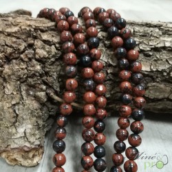 Obsidienne Mahogany naturelle (acajou) en perles rondes 6mm - fil complet