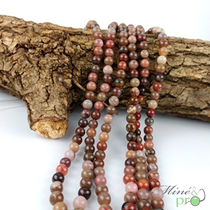 Bois fossile en perles rondes 6mm - fil complet Bois fossile en perles rondes 6mm - fil complet
