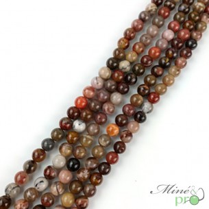 Bois fossile en perles rondes 8mm - fil complet