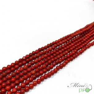 Jaspe rouge en perles rondes 4mm - fil complet